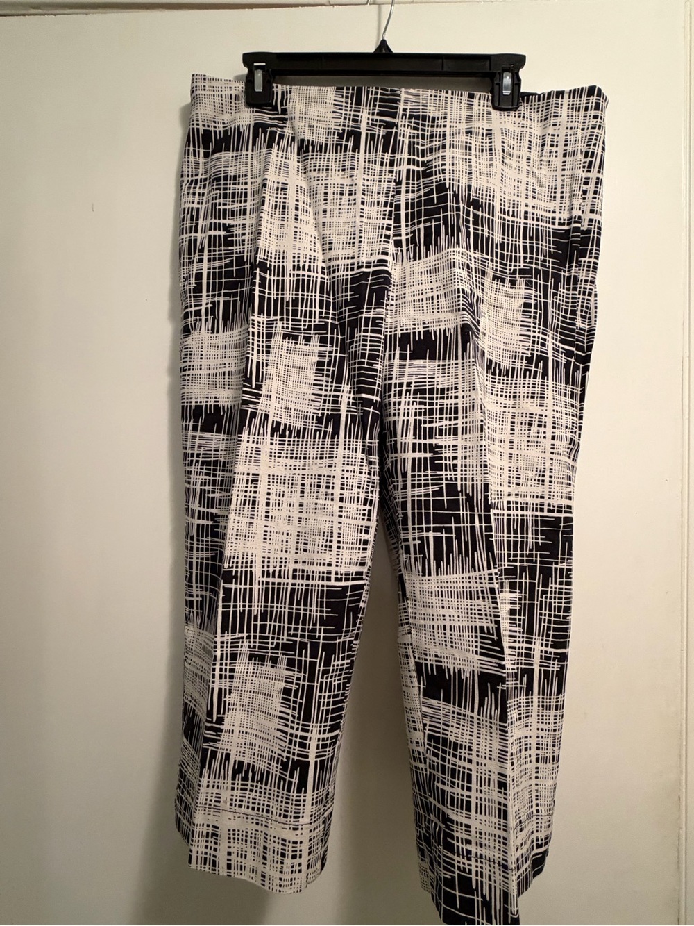 Talbots Black & White Grid-Print Chinos